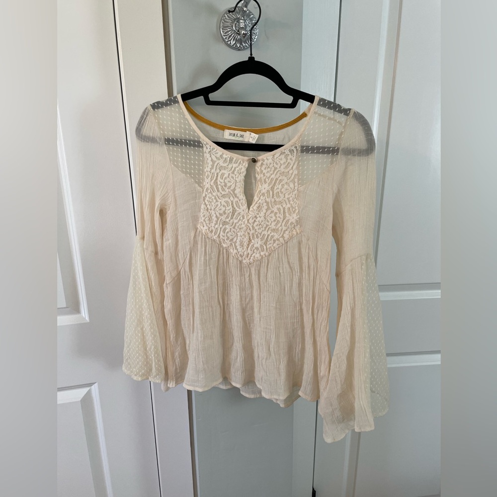 Cream boho flare sleeve top